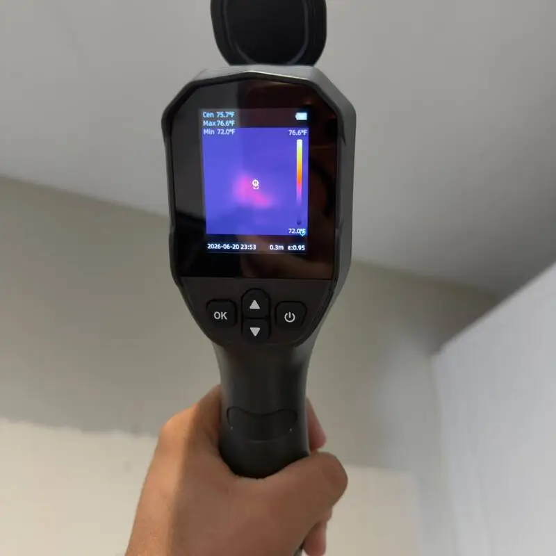 Thermal camera detecting moisture in a ceiling